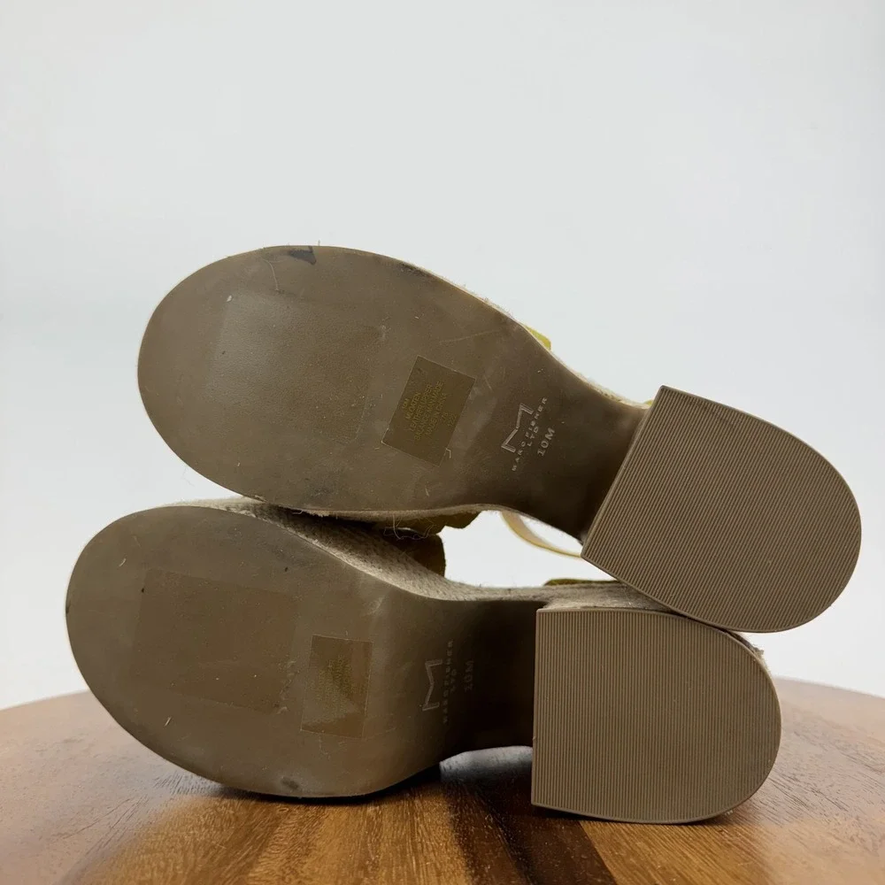 Womens Marc Fisher Oaten Gold Suede Platform Espadrille Sandals Heels Size 10‎ M